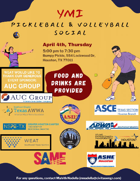 The WEAT Young Professionals are collaborating with YMI to host a Pickleball and Volleyball Social Event!